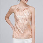 WHITE HOUSE BLACK MARKET Light Pink Sequin Tank Top Women Medium Sleeveless VG