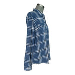 Eddie Bauer Women's Blue Western Plaid Button Down Boyfriend Shirt L Cotton VG
