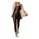 Offline by Aerie Real Luxe Brown PU Leather Jumpsuit S/M Sleeveless NWT
