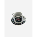 Vintage FASHION 12pc Espresso Coffee Set Silver Holder Black White Red Porcelain