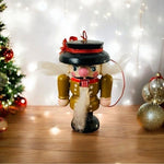 Vintage Goebel Nutcracker Prince Wood Ornament 2.5" Green Gold Christmas Rare VG