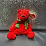 TY Beanie Baby Mistletoe Christmas Bear 2000 Red Green Plush NWT