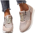 New Metallic Gold Tan White Zip Up Lace Up Bandage Trainers Women’s Size 6