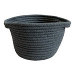 Small Round Rope Storage Basket w/ Handles Dark Grey 9"x8"x5.5" Boho Chic