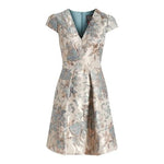 Vince Camuto Women's Blue Rose Gold Floral Jacquard V-Neck Dress 4 NWT $168