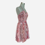 W118 Walter Baker Womens Red Snake Print Dress Size M Fit & Flare Sheer Cocktail