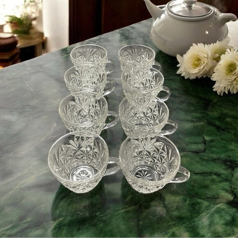 Vintage Arlington Cut Crystal Punch Cups Set of 8 Clear Glass 3in Elegant VG