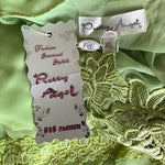 Pretty Angel Light Green Lace Embroidered Sheer Silk Women’s Blouse XL NWT