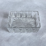 Vintage Pressed Glass Rectangular Trinket Dish Starburst Sawtooth Rim EXC
