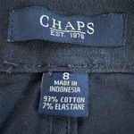 CHAPS Navy Blue Cotton Jeans Women Size 8 Regular Fit Zip Front 30" Inseam VG