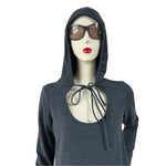 U2 WMO Womens Hoodie Grey Hooded Sweater Long Sleeve Athletic Cotton Blend G+