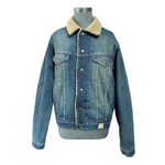 Abercrombie & Fitch Women's Denim Trucker Jacket Size S Sherpa Lined Blue VG
