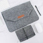 Homiee Wool Felt Laptop Sleeve Briefcase And Document Bag Set Grey 15 Inch NIB