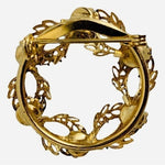 Vintage Gold Tone Wreath Purple Crystal Amethyst Brooch Pin 1.25" Excellent