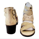 AVENUE CLOUDWALKERS Abby Beige Crochet Block Heel Sandals Size 9M NIB