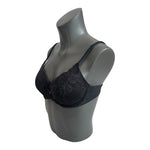 Victoria's Secret Black Sheer Floral Lace Bra 34B Padded Demi Very Sexy EXC