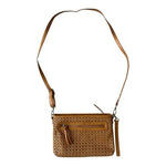 Joy Susan Brown Woven Leatherette Crossbody Bag Purse Wristlet Shoulder Bag
