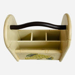 Vintage Handcrafted Ceramic Caddy 9" Grape Design Utensil Holder Black Handle