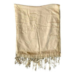 Beige Pashmina Scarf Fringe 86x35 Women Shawl Wrap Neck Warmer Excellent