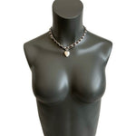 Women’s Brown Leather Silver Heart Necklace & Bracelet Jewelry Set Gift Box