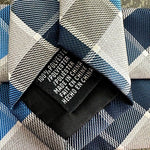 Perry Ellis Portfolio Silver Blue Plaid 100% Silk Mens Neck Tie 60" VG