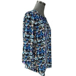 NYDJ Multicolor Abstract Print Blouse Women Sz M 3/4 Sleeve Polyester Shirt EXC