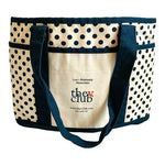 Blue White Polka Dot Cotton Tote Bag Shopping Travel Beach Shoulder Handbag