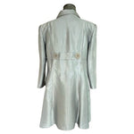 SHERI DROBNICK Credibility Women's Silver Metallic Jacket Size 8 Linen Blend VG