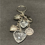 Vintage Kathy Van Zeeland Silver Tone Key Chain 3" Hearts Bag Charm Zinc Alloy