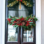 Christmas Garland 30" Pine Red Berries Handmade Natural Look Wreath Very Good