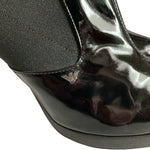 EMPORIO ARMANI Black Patent Leather Chelsea Ankle Boots Size 8-8.5