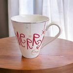 Lenox Porcelain Christmas Mug Eat Drink Be Merry 10oz Red White Gold Holiday EXC