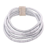 Fashion Silver Tone Multi Layered Magnet Lock Choker Necklace Women 16" EXC