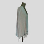 MICHAEL KORS Womens Poncho S/M Light Gray Birdie Sweater Knit Cape Fringe Design