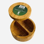 Simply Bamboo 2 Compartment Salt Pepper Box 4.5 Round Wood Kitchen Container New