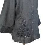 LINO USA Black Beaded Embroidered Blouse 3/4 Sleeve Oversized Size 3XL NWT