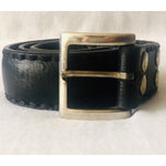 Machine by Bassico Vintage Black Leather Belt 38” Unisex 2-Layer Thick Spain VG