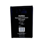 Silver Plated Monogram Letter J Ornament Jeweled Holiday Christmas Decor 3" NIB