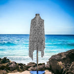 Black White Chevron Zigzag Print Sarong 58"x48" Beach Cover Up Wrap Excellent