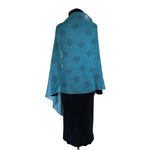 Tree of Life Print Scarf Women’s Shawl Teal Navy Blue Soft Viscose Wrap
