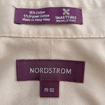 Nordstrom Men's Tan Cotton Button Front Dress Shirt 15-32 Wrinkle Free VG