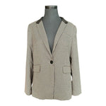Vince Camuto Womens Blazer 8 Tan Brown Grey Plaid One Button Career Jacket NEW