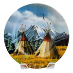 Cheyenne Village Souvenir Plate 5" Hand-Painted Ceramic Native American Vintage