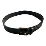 STACY ADAMS Black Genuine Leather Brown Solid Brass Square Buckle Dress Belt 44