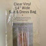 NIB Clear Vinyl Suit Dress Bag Wide Zippered Garment Bag Closet Organizer