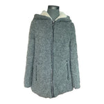 ZARA Trafaluc Women's Grey Teddy Bear Wool Blend Jacket Size M Hooded Quilted VG