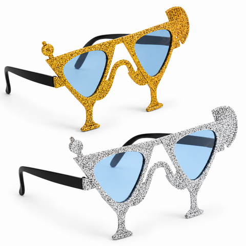 Novelty Margarita Glass Party Sunglasses Gold & Silver Glitter 2 Pairs New