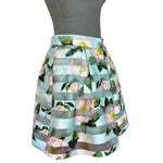 PAPAYA Blue Multicolor Mesh Skater Mini Skirt Floral Striped Size L EXC