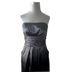David's Bridal Black Strapless Ruched Waist Fit Flare Dress 2 Pockets Prom VG