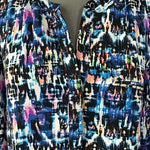 NYDJ Multicolor Abstract Print Blouse Women Sz M 3/4 Sleeve Polyester Shirt EXC